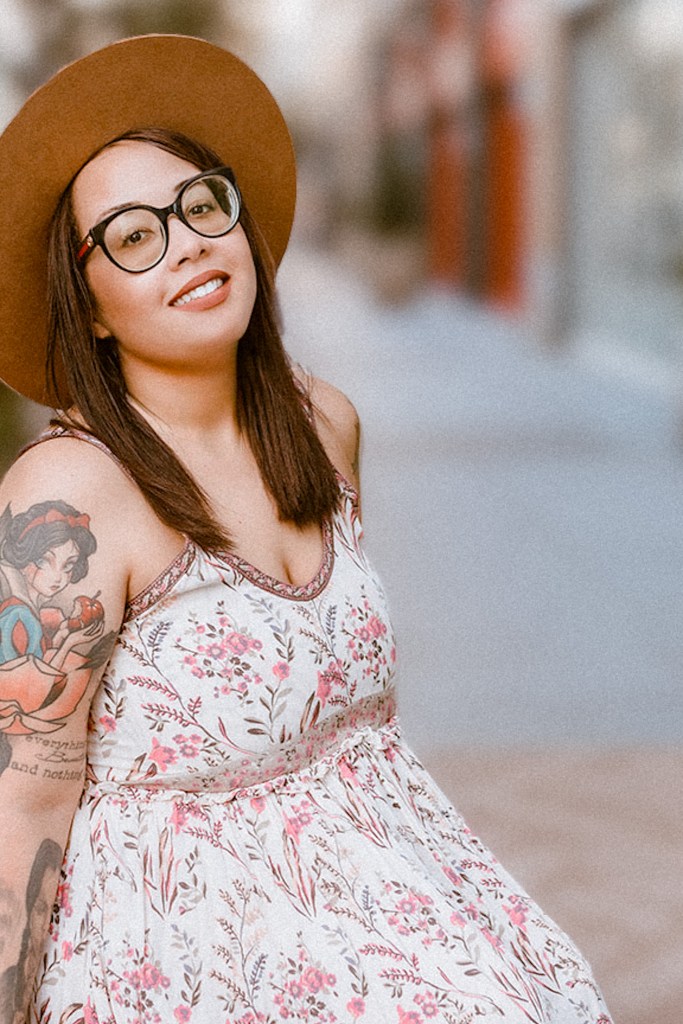 the girl in gucci glasses in a spell and the gypsy collective dress