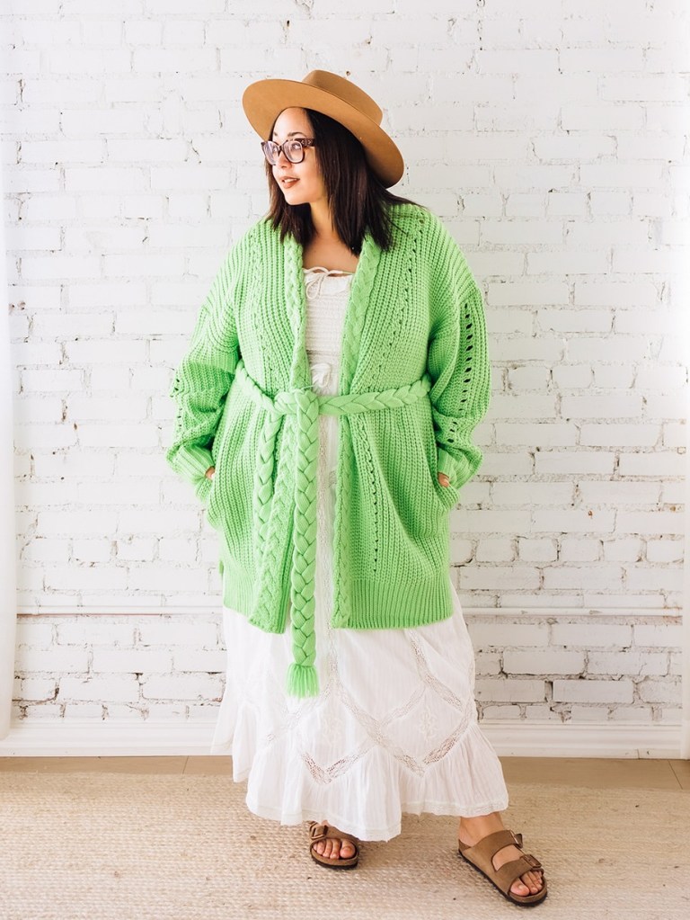 Farm Rio Shaker Stitch Belted Cardigan Sweater